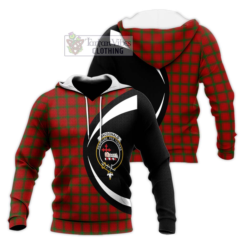 MacDonald (McDonald) of Sleat Tartan Knitted Hoodie with Family Crest Circle Style Unisex Knitted Pullover Hoodie - Tartan Vibes Clothing