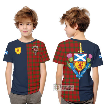 Tartan Vibes Clothing MacDonald of Sleat Tartan Kid T-Shirt with Scottish Lion Royal Arm Half Style