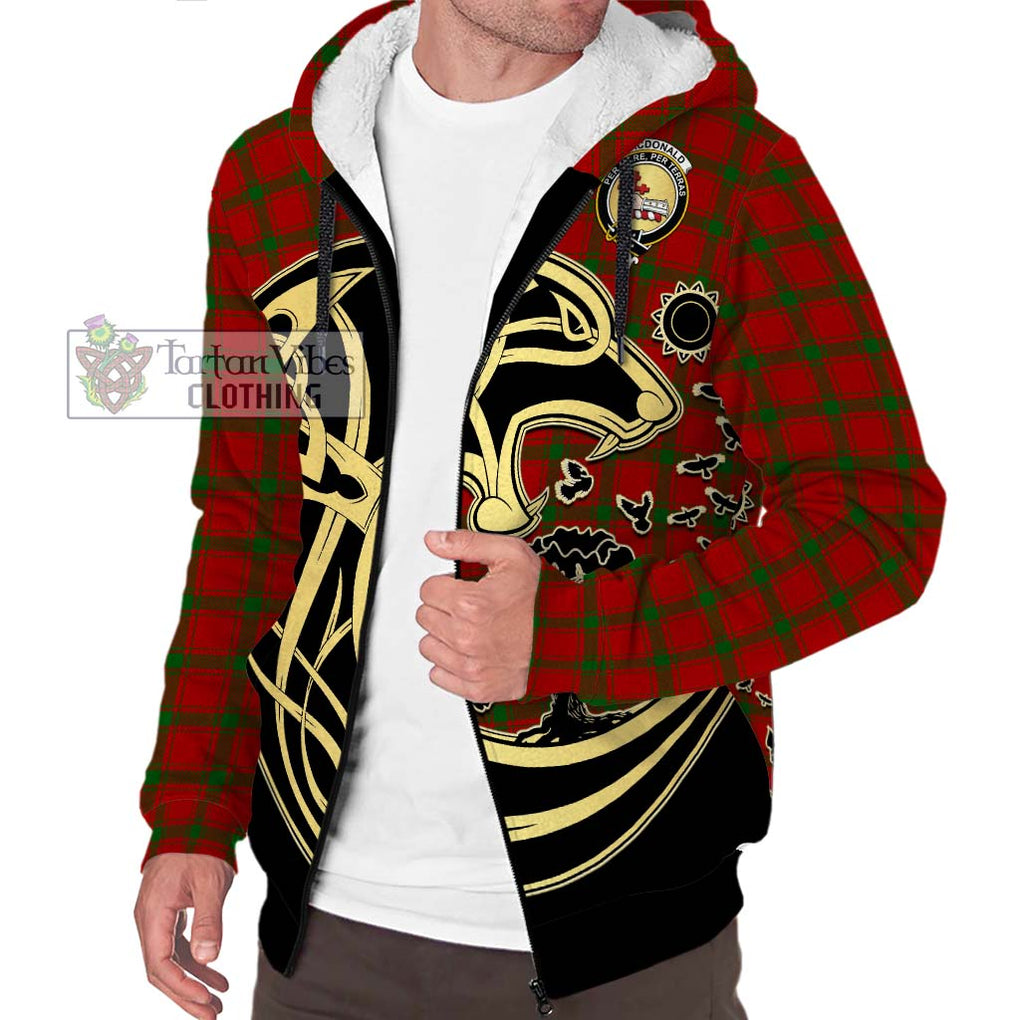 MacDonald (McDonald) of Sleat Tartan Sherpa Hoodie with Family Crest Celtic Wolf Style Unisex S - Tartan Vibes Clothing