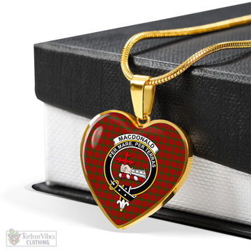 Tartan Vibes Clothing MacDonald of Sleat Tartan Heart Necklace with Family Crest