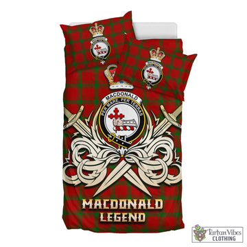 MacDonald (McDonald) of Sleat Tartan Bedding Set with Clan Crest and the Golden Sword of Courageous Legacy
