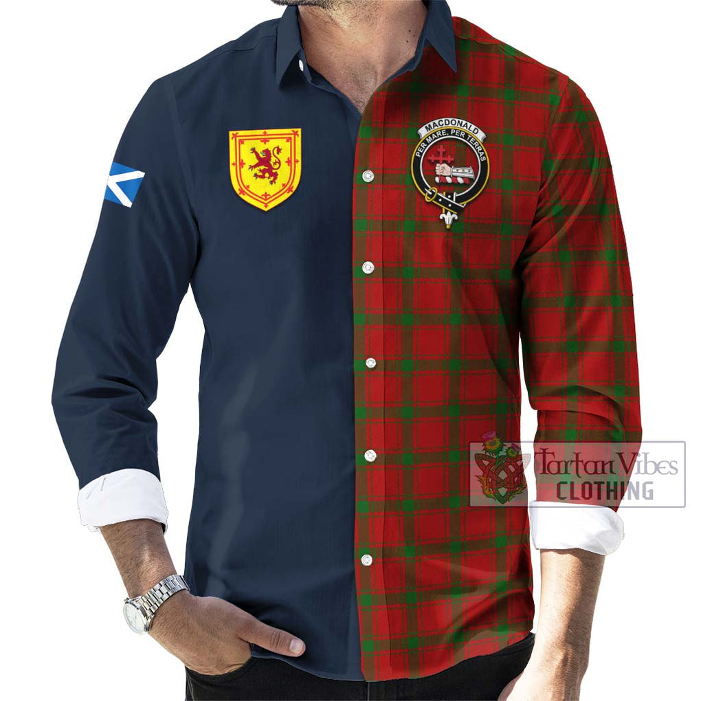 Tartan Vibes Clothing MacDonald of Sleat Tartan Long Sleeve Button Shirt with Scottish Lion Royal Arm Half Style