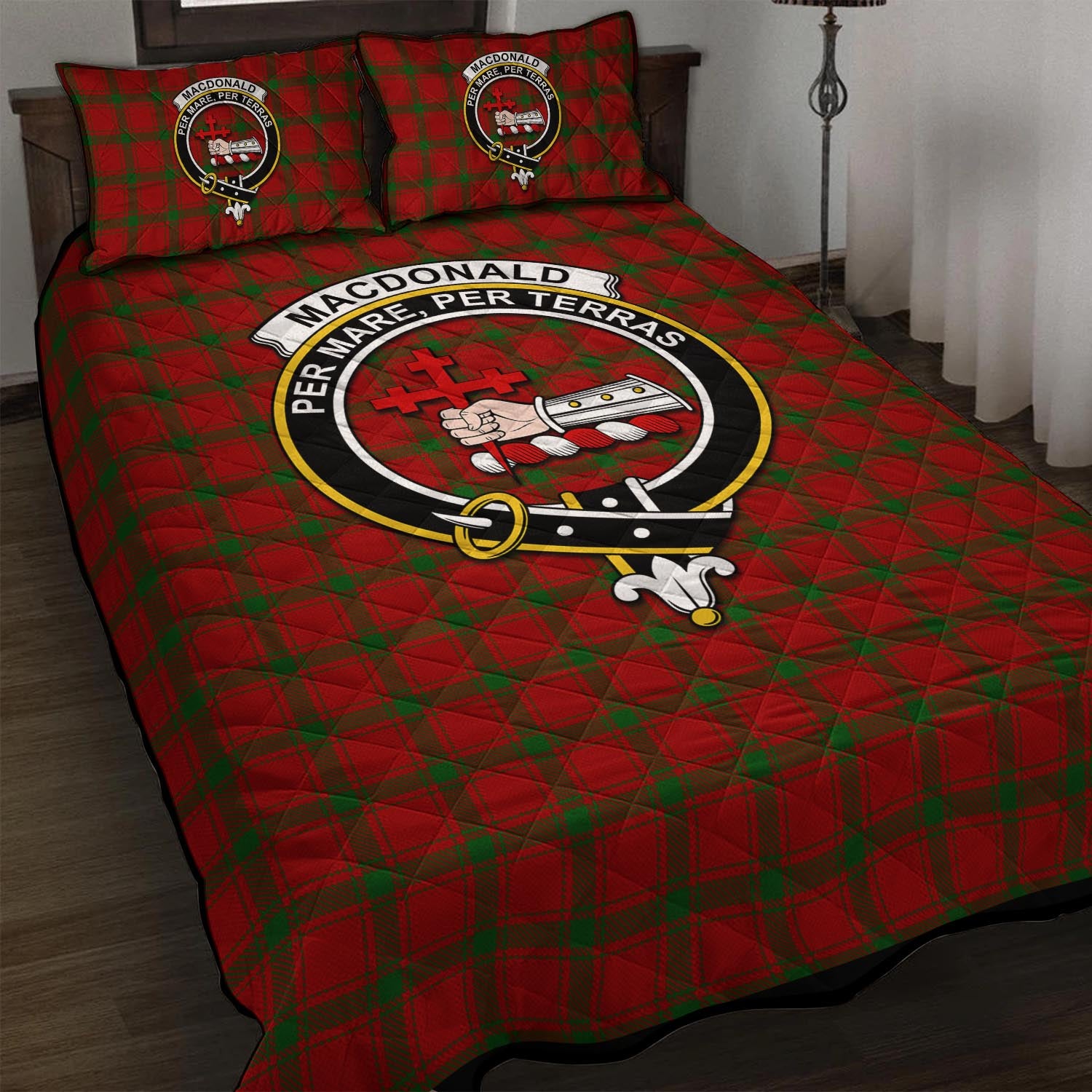 MacDonald (McDonald) of Sleat Tartan Quilt Bed Set with Family Crest - Tartan Vibes Clothing