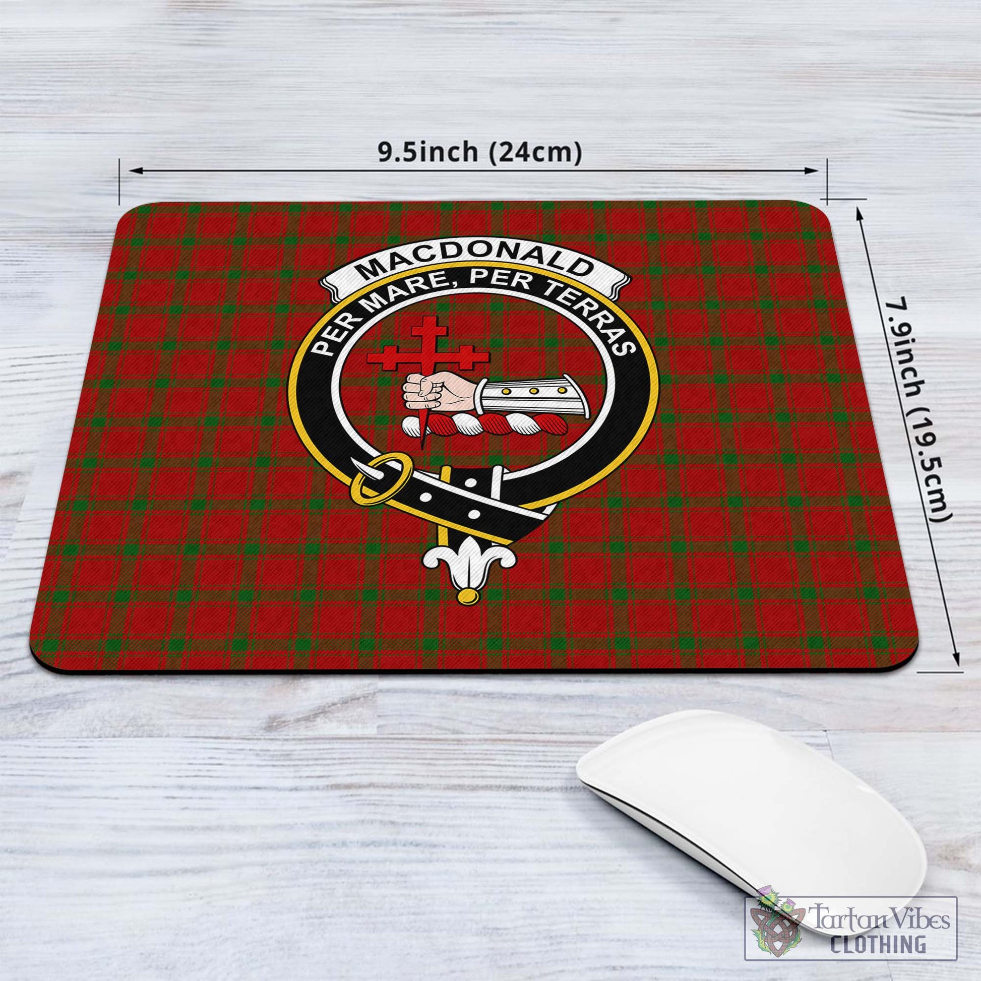 Tartan Vibes Clothing MacDonald of Sleat Tartan Mouse Pad with Family Crest