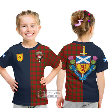 Tartan Vibes Clothing MacDonald of Sleat Tartan Kid T-Shirt with Scottish Lion Royal Arm Half Style