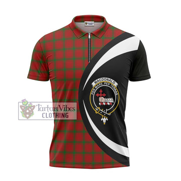 MacDonald (McDonald) of Sleat Tartan Zipper Polo Shirt with Family Crest Circle Style