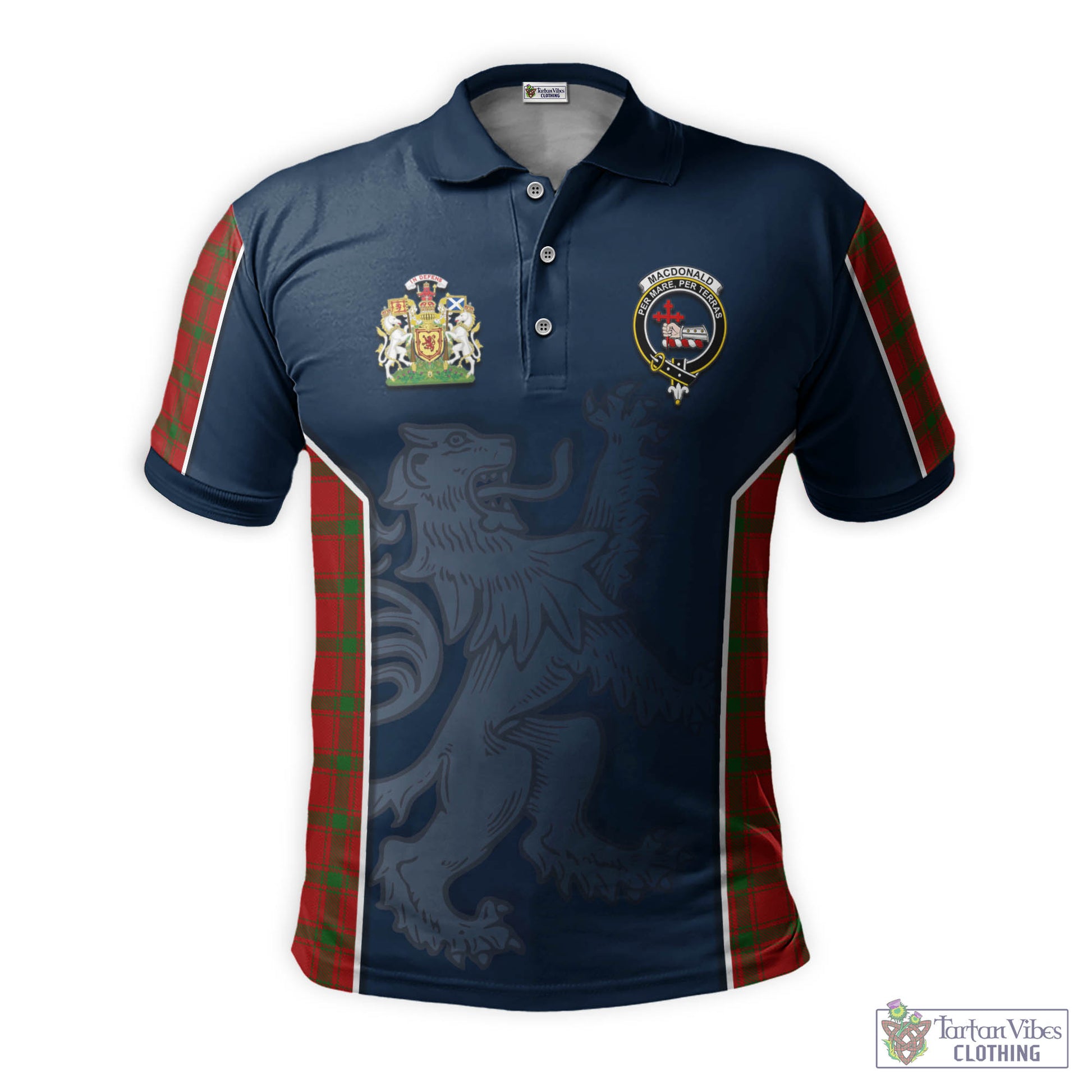 Tartan Vibes Clothing MacDonald of Sleat Tartan Men's Polo Shirt with Family Crest and Lion Rampant Vibes Sport Style