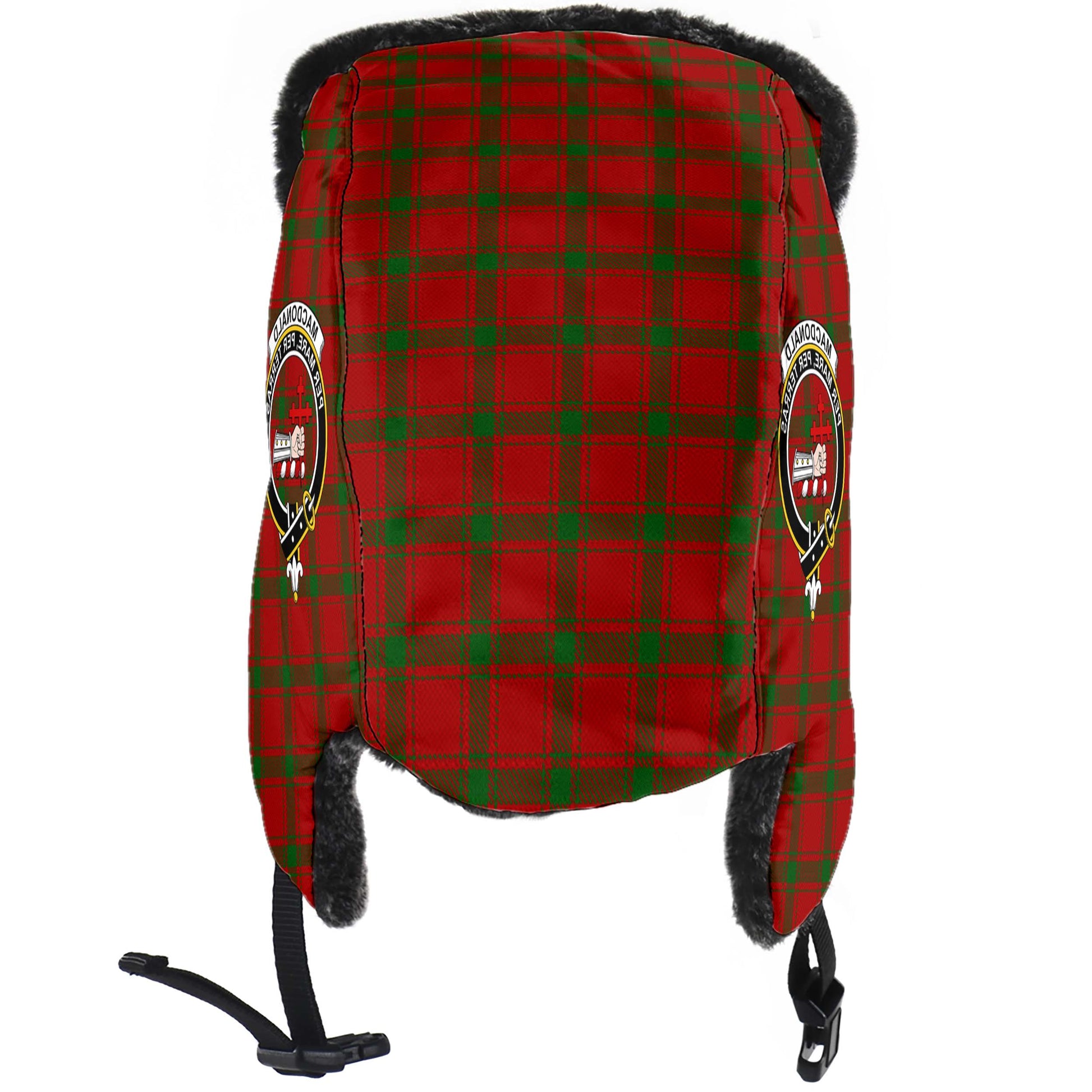MacDonald of Sleat Tartan Winter Trapper Hat with Family Crest - Tartanvibesclothing