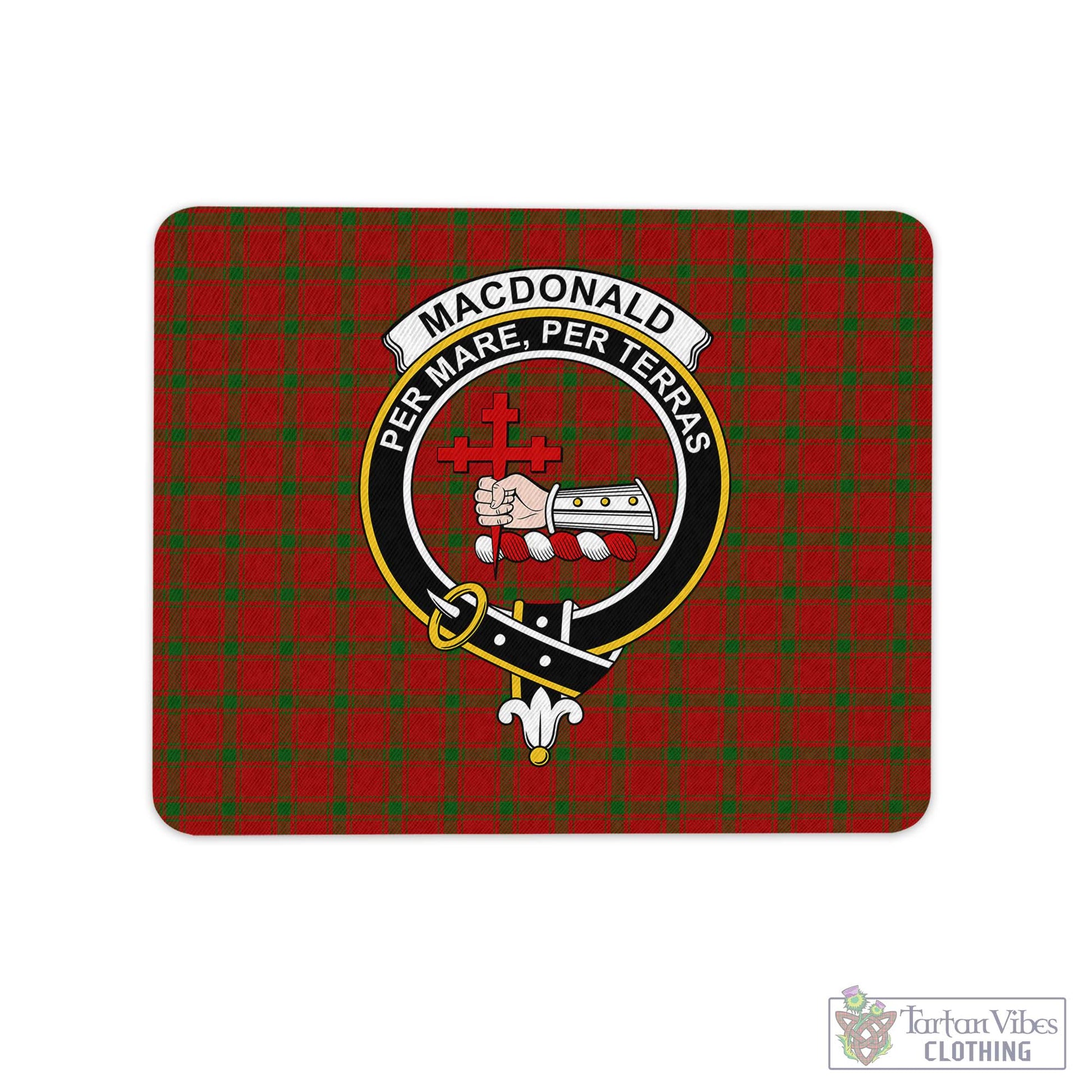 Tartan Vibes Clothing MacDonald of Sleat Tartan Mouse Pad with Family Crest