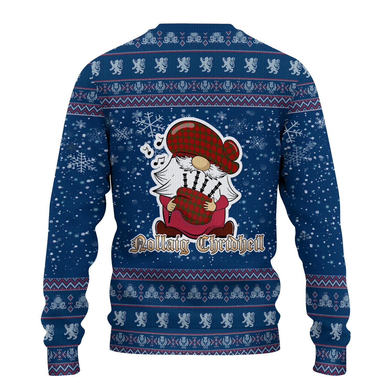 MacDonald of Sleat Clan Christmas Family Knitted Sweater with Funny Gnome Playing Bagpipes - Tartanvibesclothing