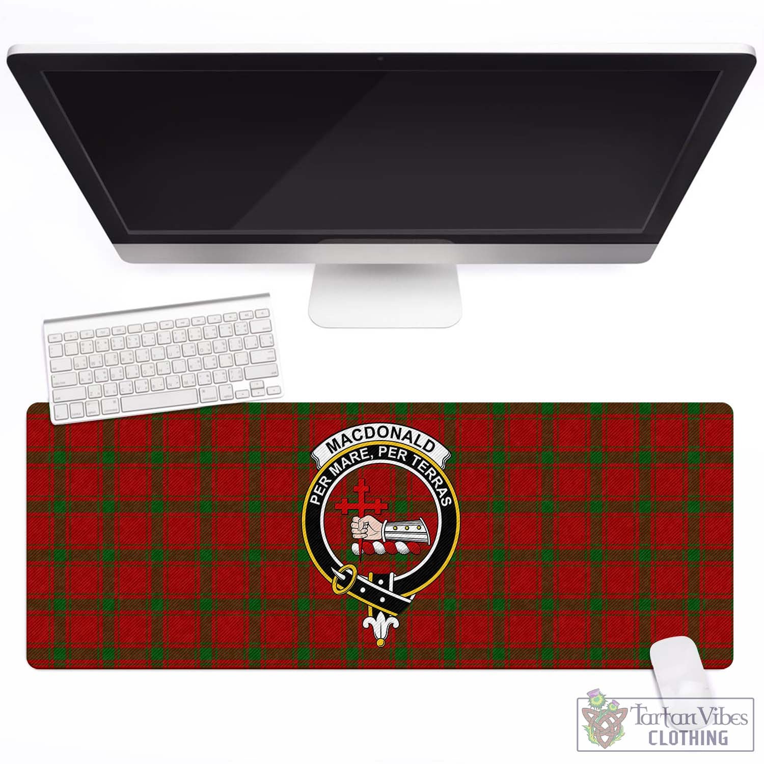 Tartan Vibes Clothing MacDonald of Sleat Tartan Mouse Pad with Family Crest