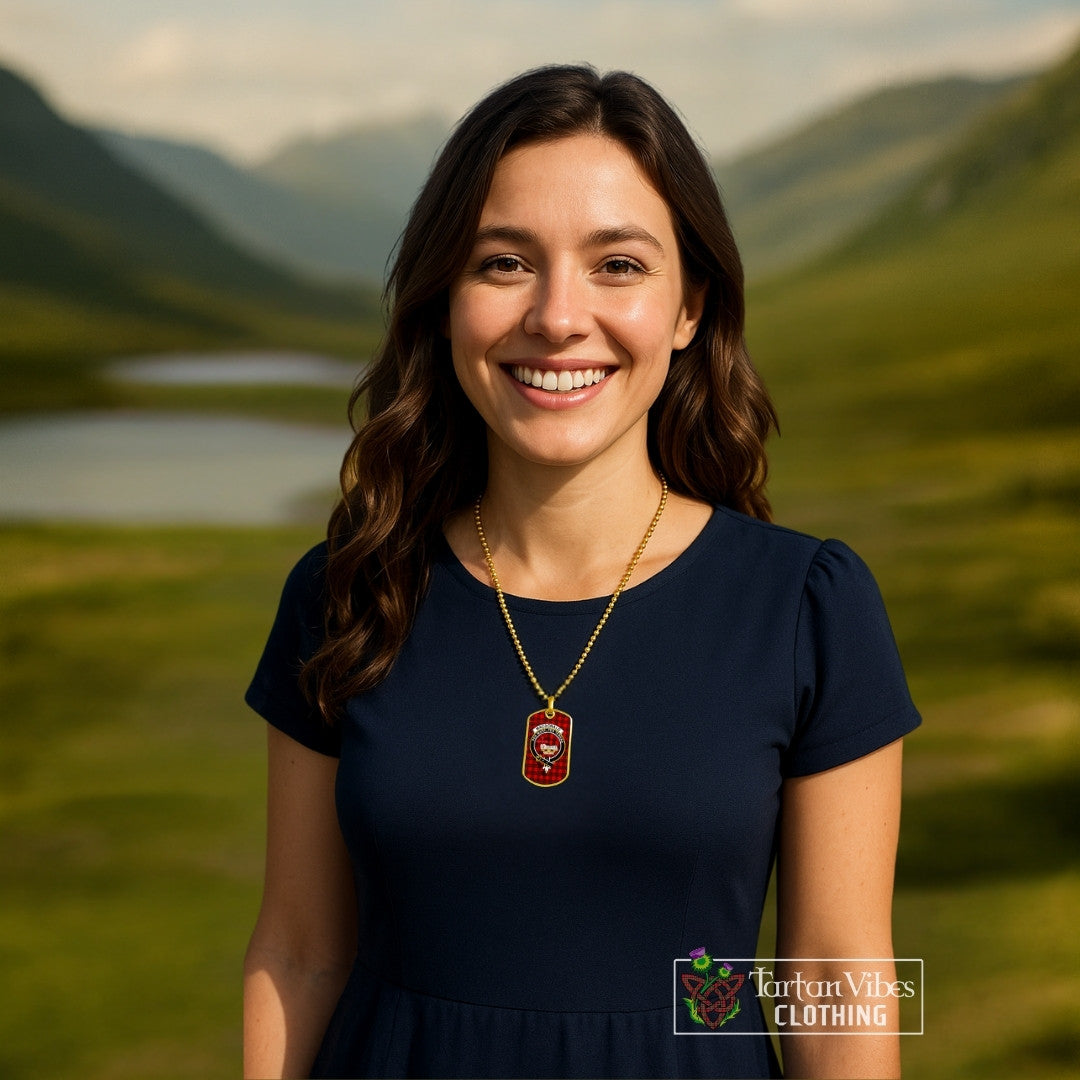 MacDonald (McDonald) of Sleat Tartan Dog Tag Necklace with Family Crest