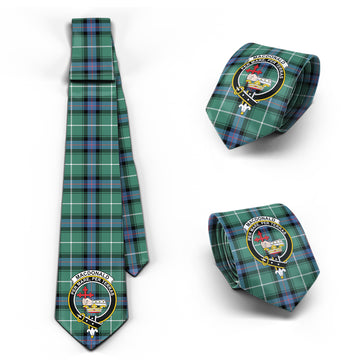 MacDonald of the Isles Hunting Ancient Tartan Classic Necktie with Family Crest