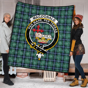 MacDonald of the Isles Hunting Ancient Tartan Quilt with Family Crest