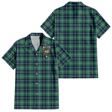 MacDonald of the Isles Hunting Ancient Tartan Short Sleeve Button Down Shirt with Family Crest