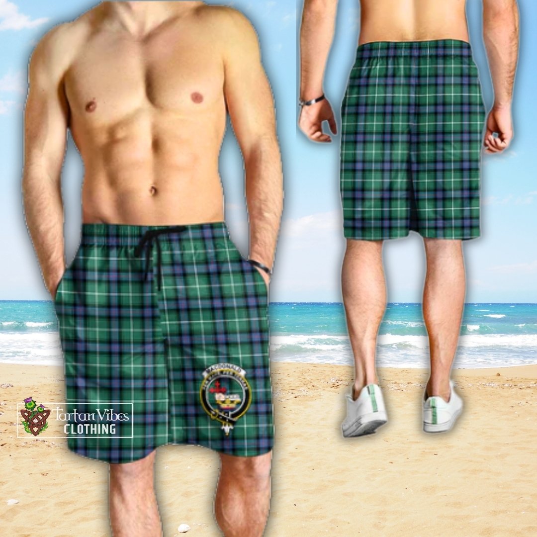 MacDonald of the Isles Hunting Ancient Tartan Mens Shorts with Family Crest