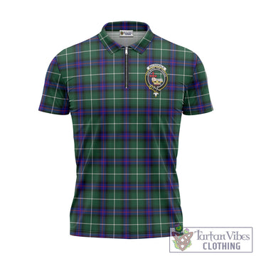 MacDonald of the Isles Hunting Modern Tartan Zipper Polo Shirt with Family Crest