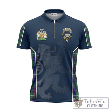 MacDonald of the Isles Hunting Modern Tartan Zipper Polo Shirt with Family Crest and Lion Rampant Vibes Sport Style