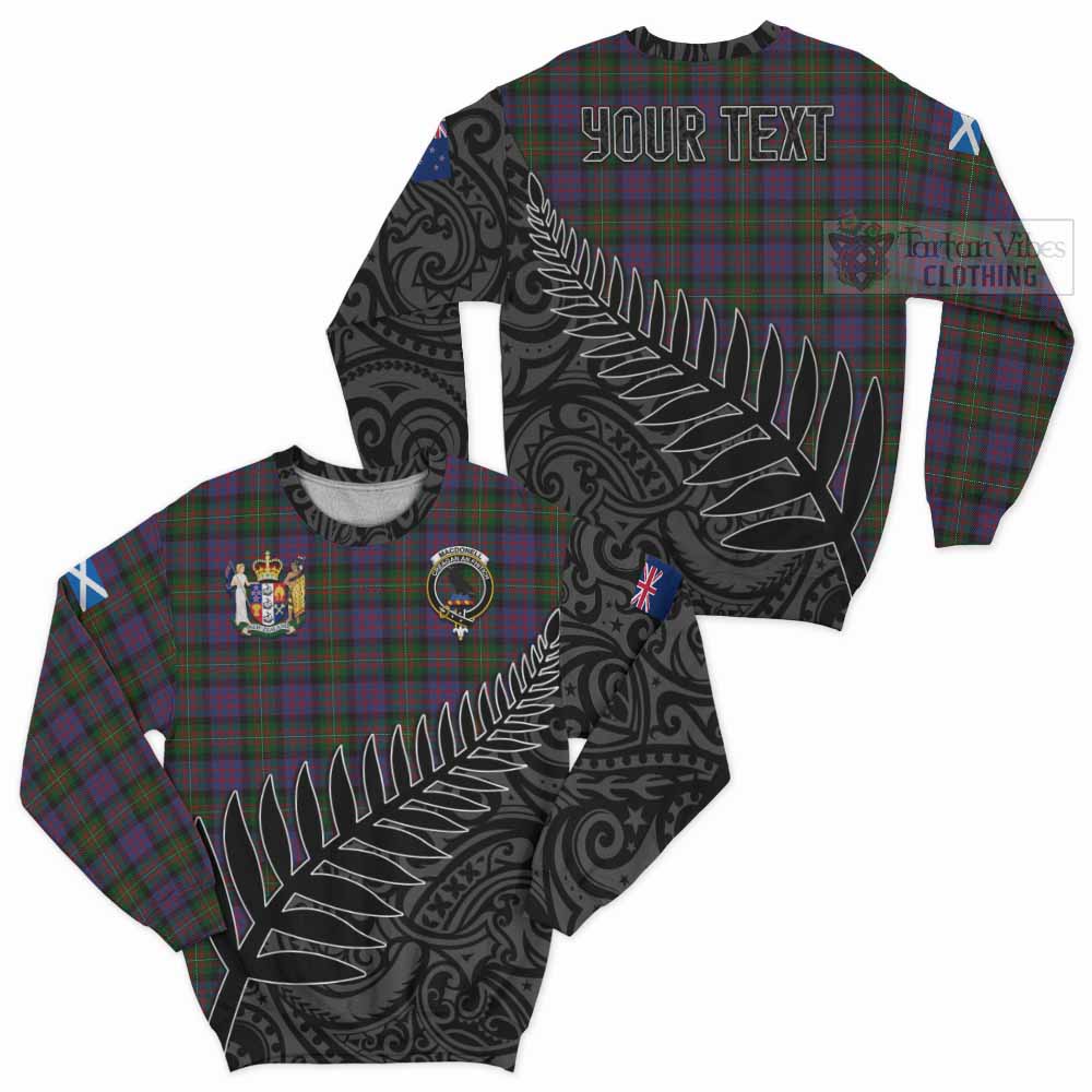 Tartan Vibes Clothing MacDonell (McDonell) Crest Tartan Sweatshirt with New Zealand Silver Fern Half Style