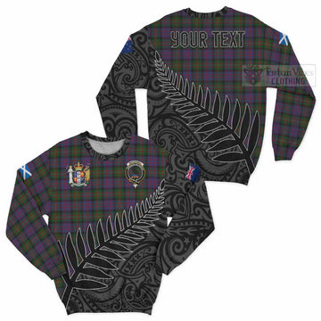 Tartan Vibes Clothing MacDonell (McDonell) Crest Tartan Sweatshirt with New Zealand Silver Fern Half Style