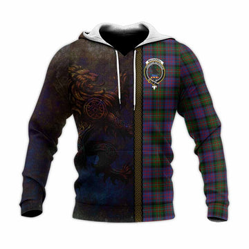 Tartan Vibes Clothing MacDonell (McDonell) Tartan Family Crest Knitted Hoodie Alba Gu Brath Be Brave Lion Ancient Style