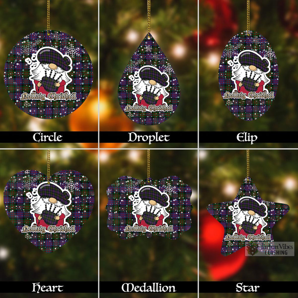 MacDonell (McDonell) Tartan Christmas Aluminium Ornament with Scottish Gnome Playing Bagpipes Aluminium - Tartan Vibes Clothing