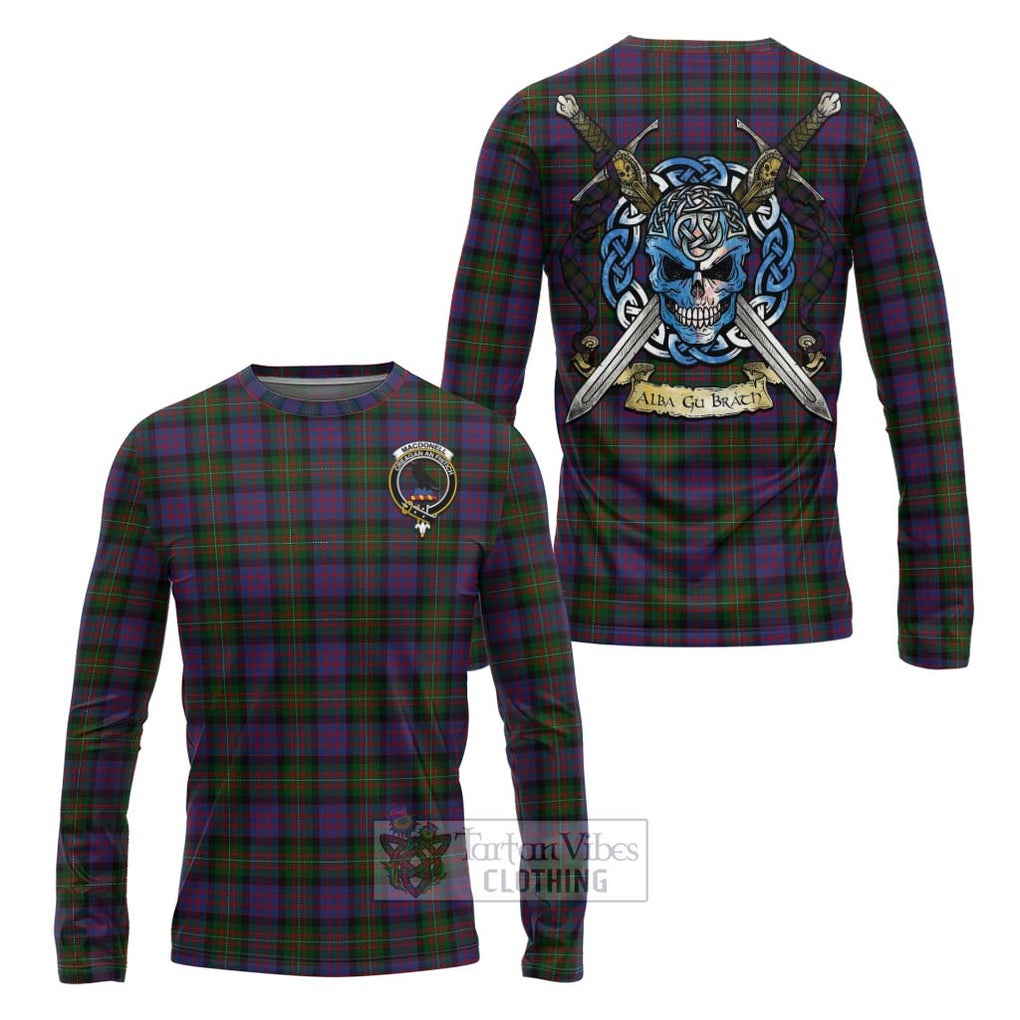 MacDonell (McDonell) Tartan Long Sleeve T-Shirt with Family Crest Celtic Skull Style Unisex - Tartan Vibes Clothing