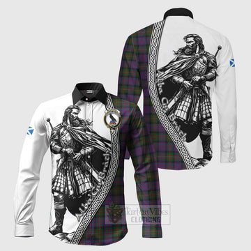 MacDonell (McDonell) Tartan Clan Crest Long Sleeve Button Shirt with Highlander Warrior Celtic Style Men's Shirt S - Tartan Vibes Clothing