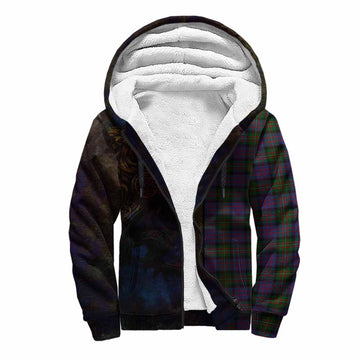 Tartan Vibes Clothing MacDonell (McDonell) Tartan Family Crest Sherpa Hoodie Alba Gu Brath Be Brave Lion Ancient Style