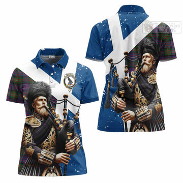 MacDonell (McDonell) Tartan Women's Polo Shirt with Family Crest Scottish Bagpiper Vibes Women - Tartan Vibes Clothing
