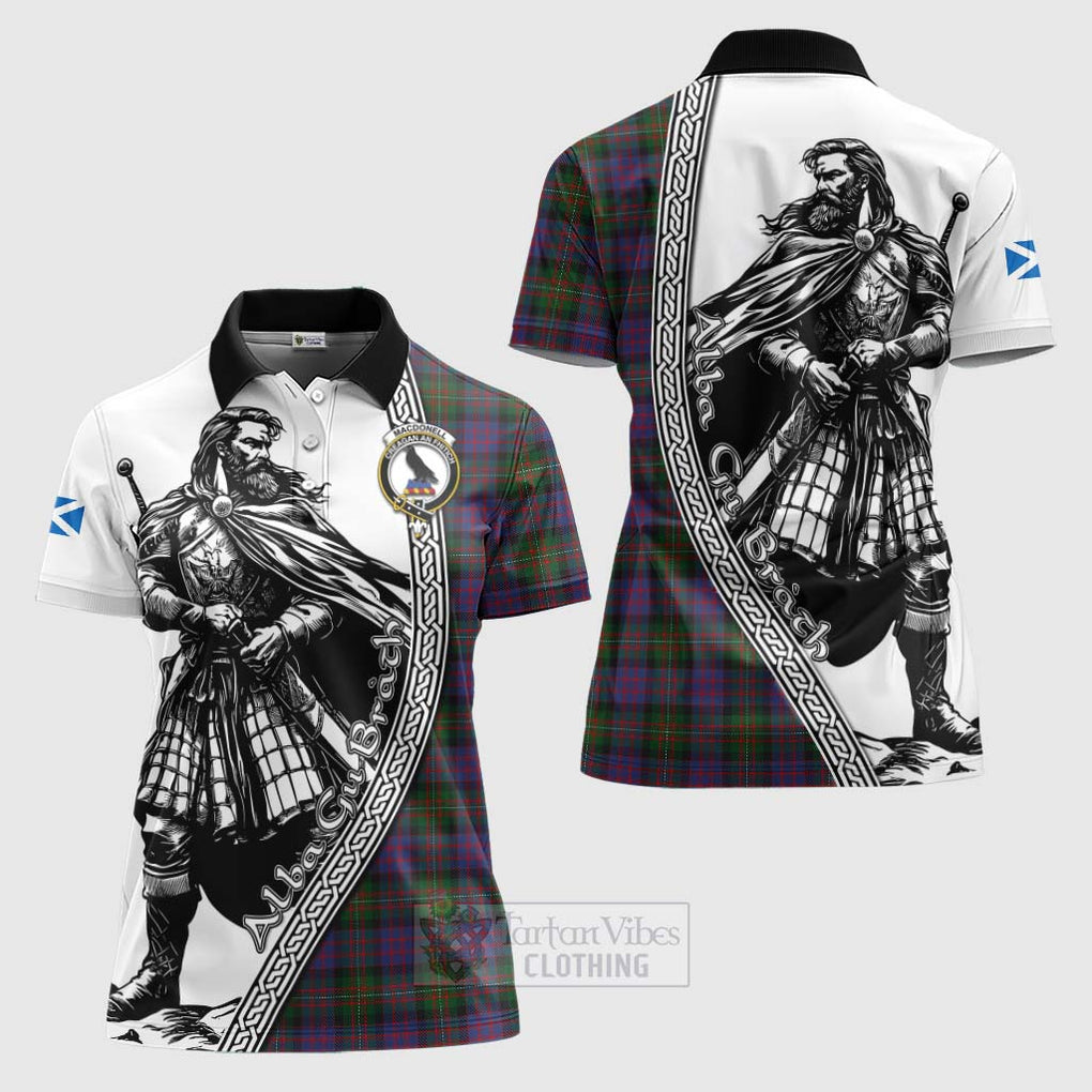 MacDonell (McDonell) Tartan Clan Crest Women's Polo Shirt with Highlander Warrior Celtic Style Women - Tartan Vibes Clothing