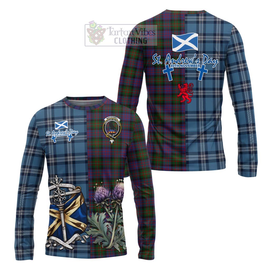 MacDonell (McDonell) Tartan Long Sleeve T-Shirt Happy St. Andrew's Day Half Tartan Style Unisex - Tartan Vibes Clothing
