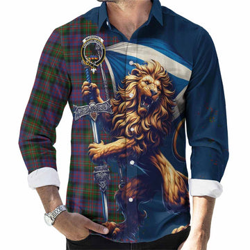 MacDonell (McDonell) Tartan Family Crest Long Sleeve Button Shirt with Scottish Majestic Lion Men's Shirt S - Tartan Vibes Clothing