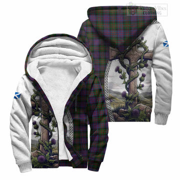 MacDonell (McDonell) Tartan Sherpa Hoodie with Family Crest and St. Andrew's Cross Accented by Thistle Vines Unisex S - Tartan Vibes Clothing