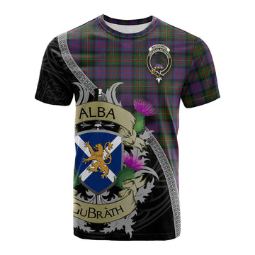 MacDonell (McDonell) Tartan Family Crest Cotton T-shirt Lion Rampant Royal Thistle Shield Celtic Inspired