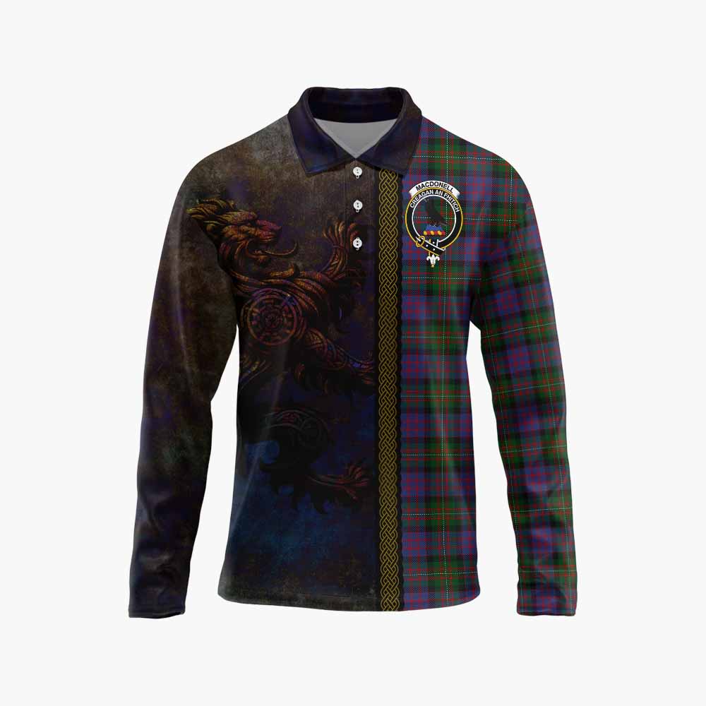 MacDonell (McDonell) Tartan Family Crest Long Sleeve Polo Shirt Alba Gu Brath Be Brave Lion Ancient Style Unisex - Tartan Vibes Clothing