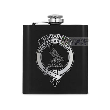 MacDonell (McDonell) Crest Hip Flask Set 7oz Black Stainless Steel with A Gift Box One Size 7oz - 2D-tartanvibesclothing