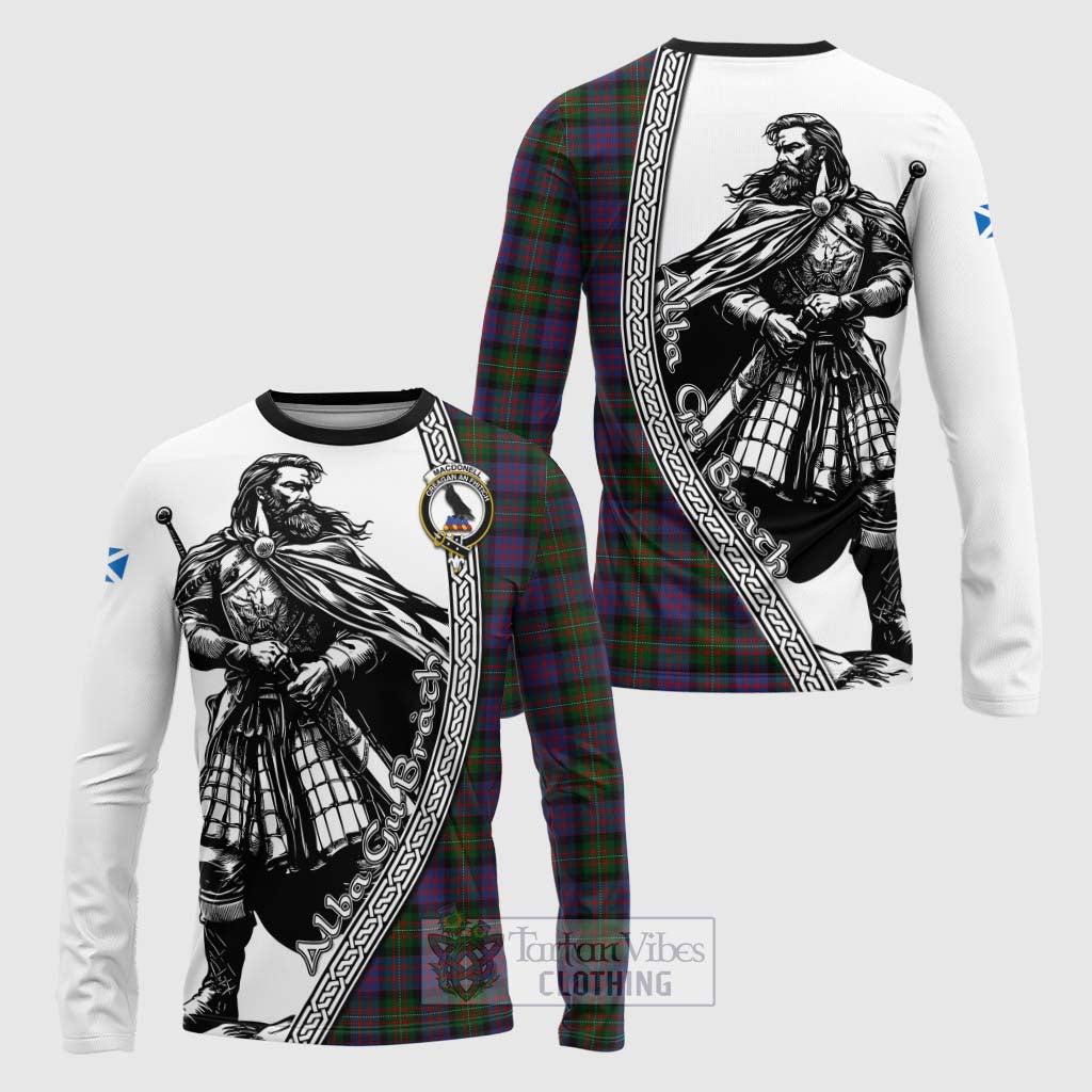 MacDonell (McDonell) Tartan Clan Crest Long Sleeve T-Shirt with Highlander Warrior Celtic Style Unisex - Tartan Vibes Clothing