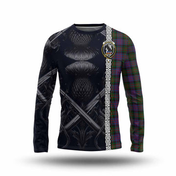 MacDonell (McDonell) Tartan Long Sleeve T-Shirt with Family Crest Cross Sword Thistle Celtic Vibes Unisex - Tartan Vibes Clothing