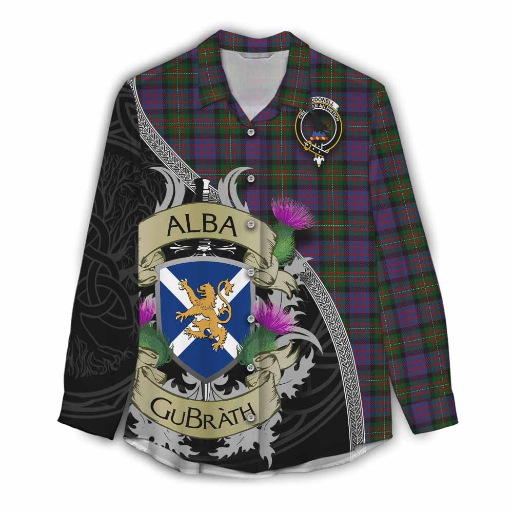MacDonell (McDonell) Tartan Family Crest Women's Casual Shirt Lion Rampant Royal Thistle Shield Celtic Inspired Female - Tartan Vibes Clothing