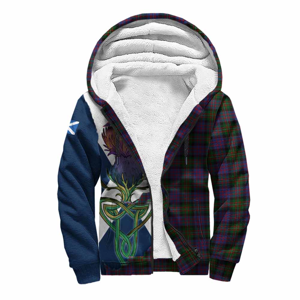 Tartan Vibes Clothing MacDonell (McDonell) Tartan Family Crest Sherpa Hoodie Scottish Thistle Celtic Inspired