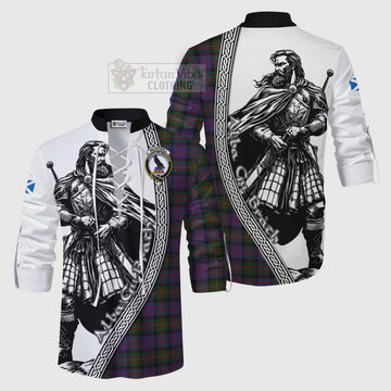 MacDonell (McDonell) Tartan Clan Crest Ghillie Kilt Shirt with Highlander Warrior Celtic Style Men - Tartan Vibes Clothing