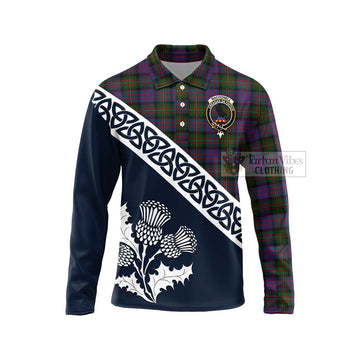 MacDonell (McDonell) Tartan Long Sleeve Polo Shirt Featuring Thistle and Scotland Map Unisex - Tartan Vibes Clothing