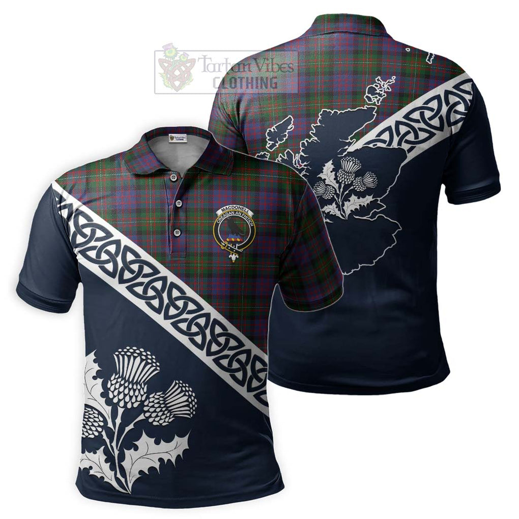 MacDonell (McDonell) Tartan Polo Shirt Featuring Thistle and Scotland Map Kid - Tartanvibesclothing Store