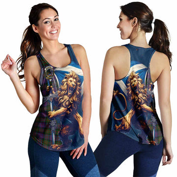 MacDonell (McDonell) Tartan Family Crest Women's Racerback Tanks with Scottish Majestic Lion 4XL - Tartan Vibes Clothing