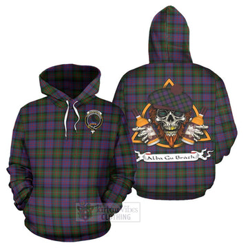 MacDonell (McDonell) Tartan Hoodie with Family Crest and Bearded Skull Holding Bottles of Whiskey Zip Hoodie - Tartan Vibes Clothing