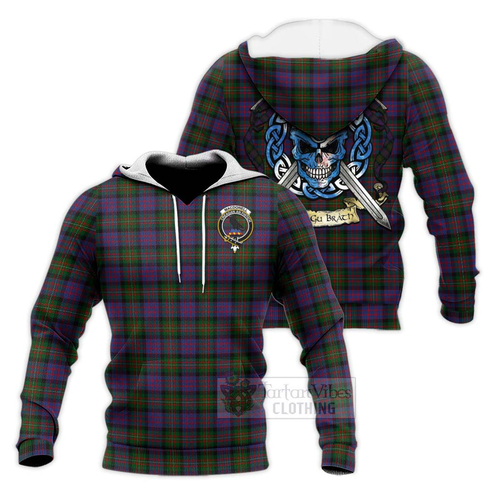 MacDonell (McDonell) Tartan Knitted Hoodie with Family Crest Celtic Skull Style Unisex Knitted Pullover Hoodie - Tartan Vibes Clothing