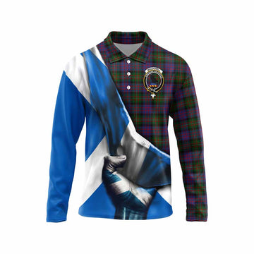 MacDonell (McDonell) Tartan Long Sleeve Polo Shirt with Family Crest Scotland Patriotic Style Unisex - Tartan Vibes Clothing