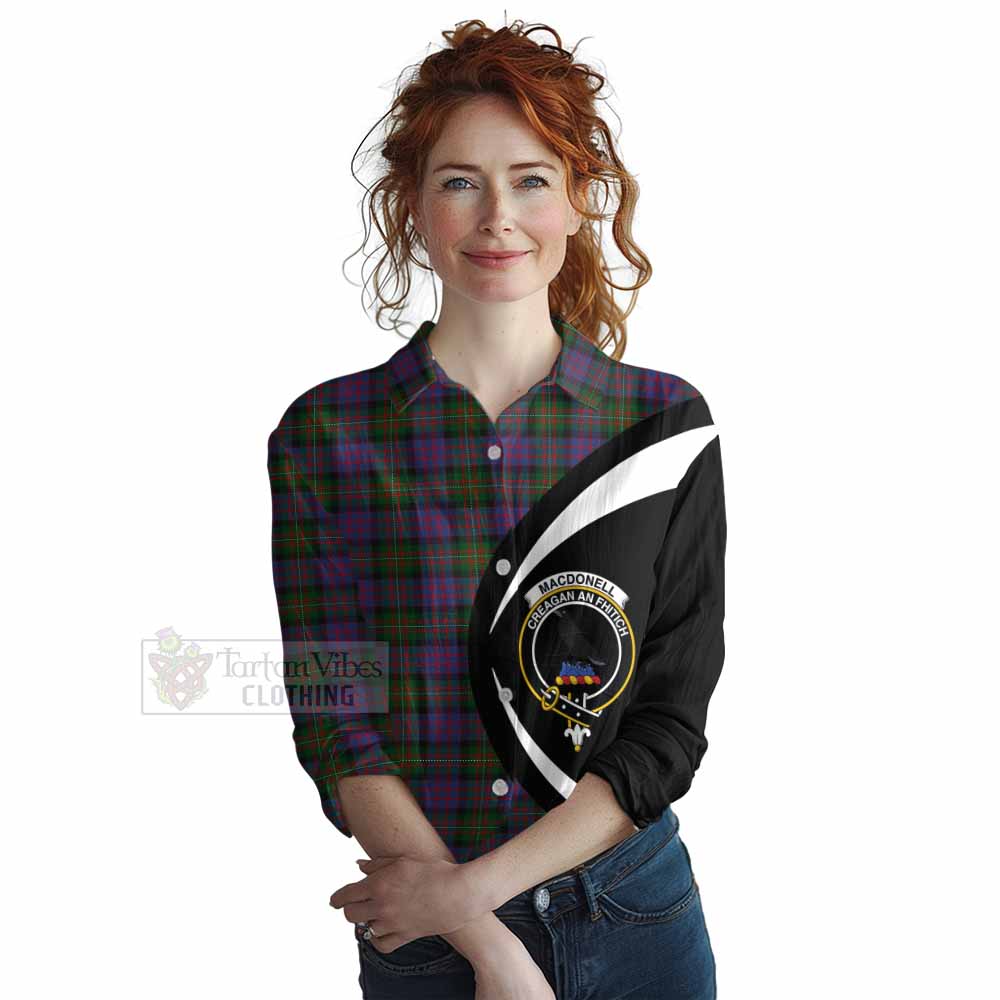 MacDonell (McDonell) Tartan Women's Casual Shirt with Family Crest Circle Style Female - Tartan Vibes Clothing
