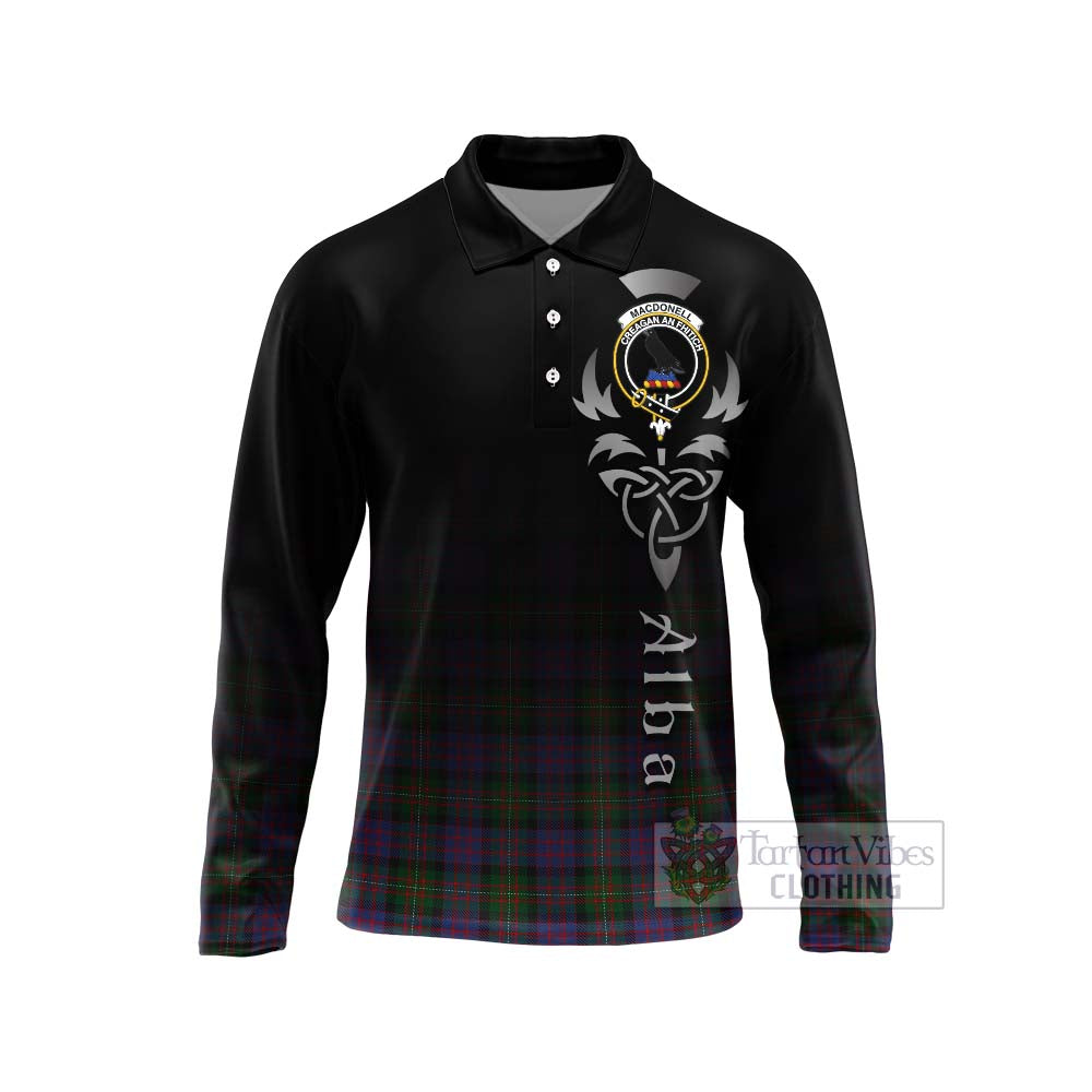 MacDonell (McDonell) Tartan Long Sleeve Polo Shirt Featuring Alba Gu Brath Family Crest Celtic Inspired Unisex - Tartan Vibes Clothing